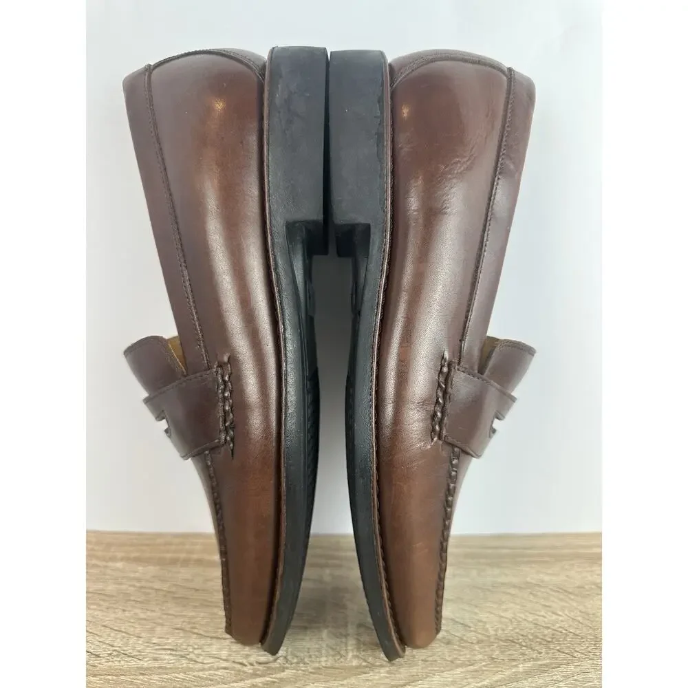 Johnston & Murphy Mens 9M Brown Leather Penny Loafers Slip On Dress Shoes